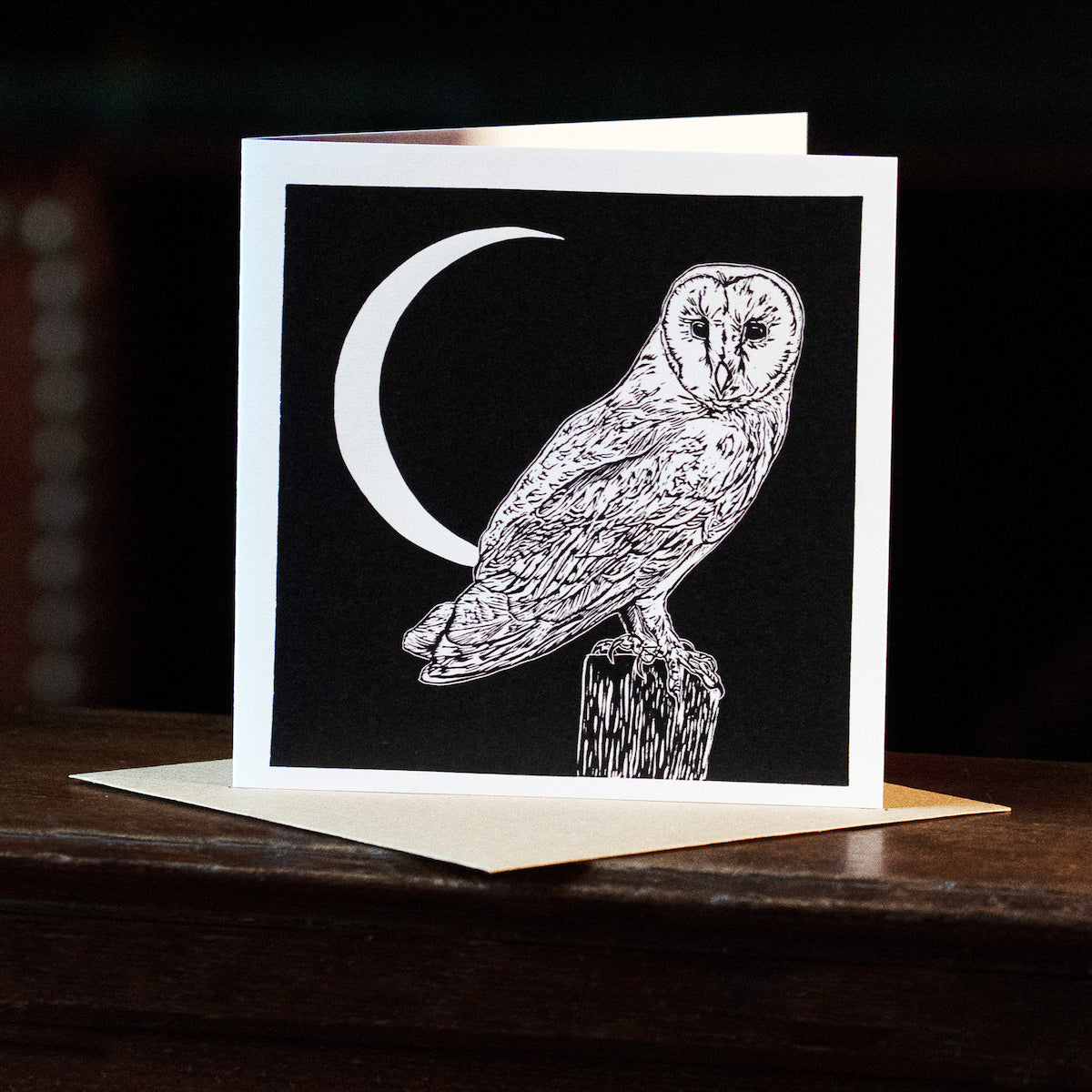 Owl Crescent Moon Card