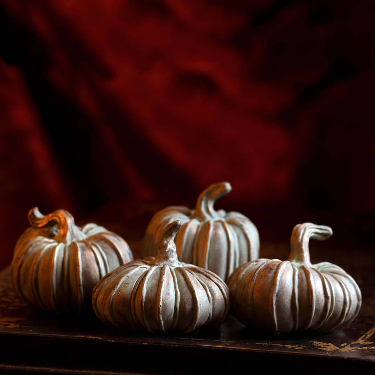Verdigris Pumpkins Set of 4