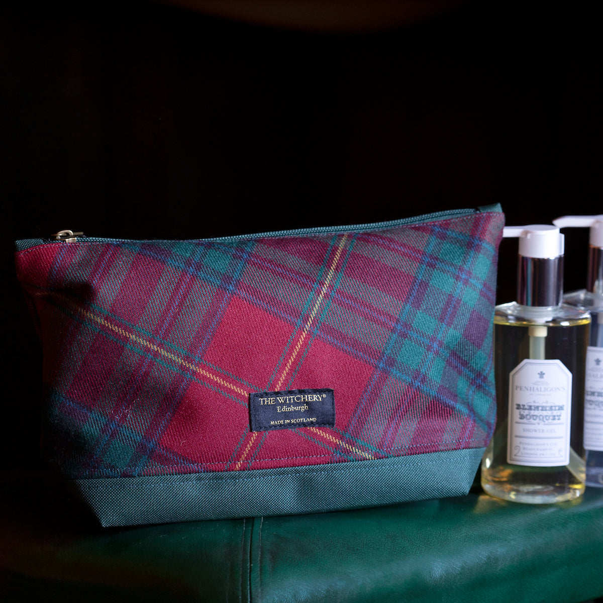 Wash Bag Red Tartan & Green
